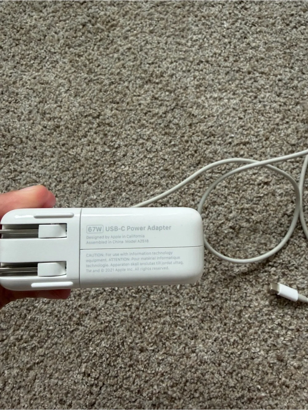 Apple MacBook 67W USB-C Power Adapter Model A2518